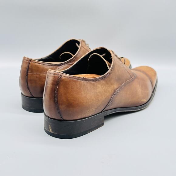 To Boot New York Shoes Mens 10 Brown Leather Adam Derrick Cap Toe Classic Dress - Picture 8 of 12
